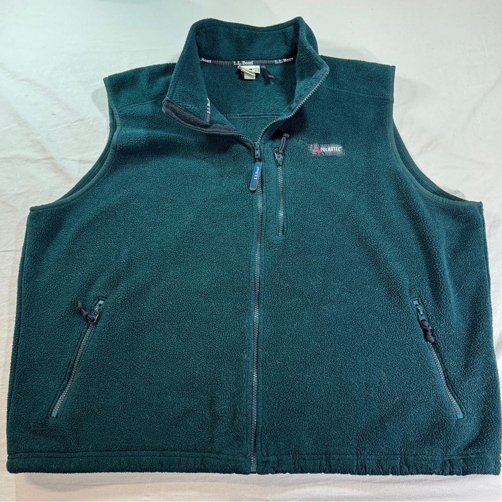 Vintage L.L. Bean Vest Mens XL Green Fleece 90S Polartec Climbing Hiking USA